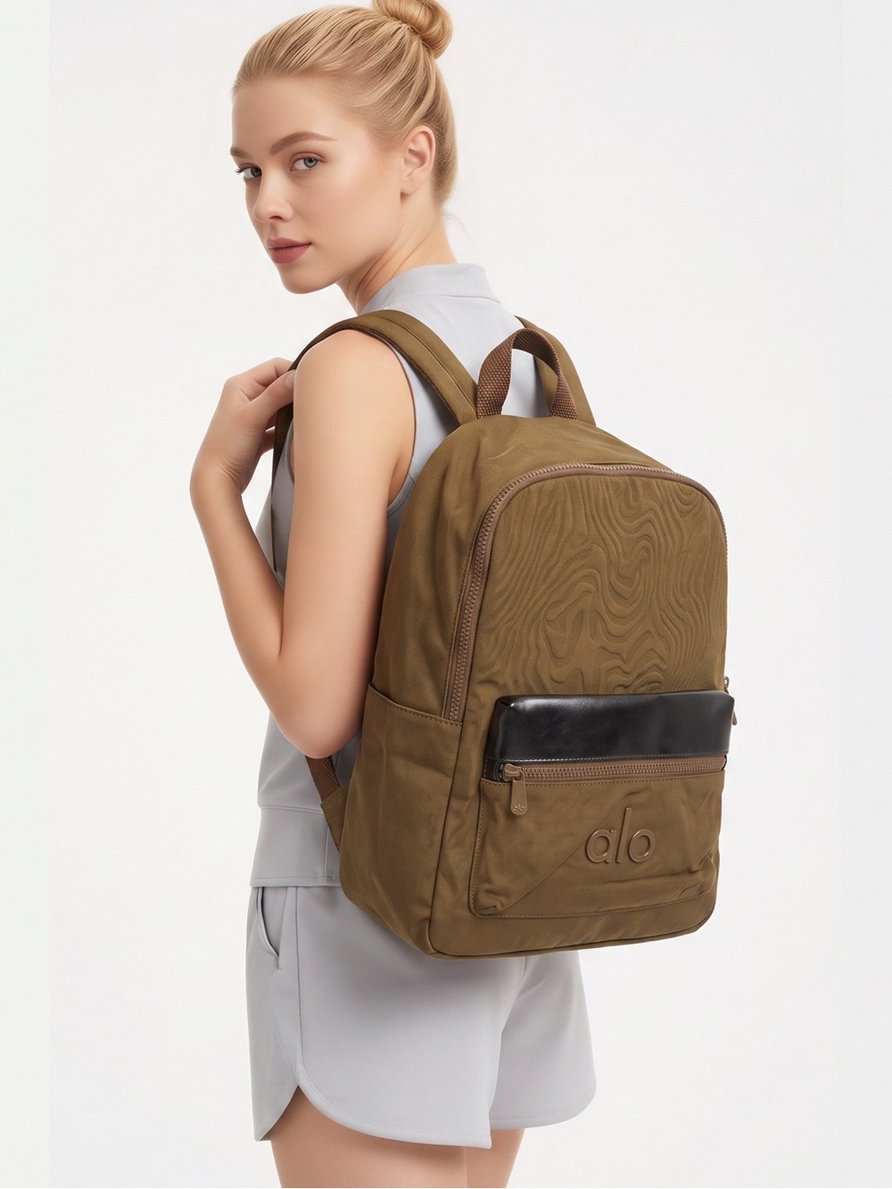 Dark Brown Backpack with Black Front Panel